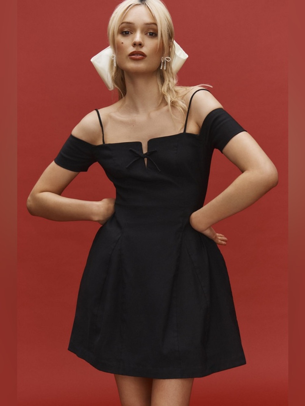 Maeve by Anthropologie Off-Shoulder Little Black Dress with Spaghetti Straps